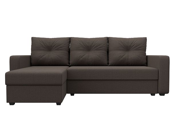 Диван угловой Ливерпуль Лайт левый угол Рогожка коричневый - Вид 2