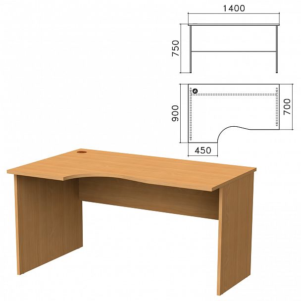 Стол письменный эргономичный "Монолит", 1400х900х750 мм, левый, цвет бук бавария, СМ5.1 - Вид 2