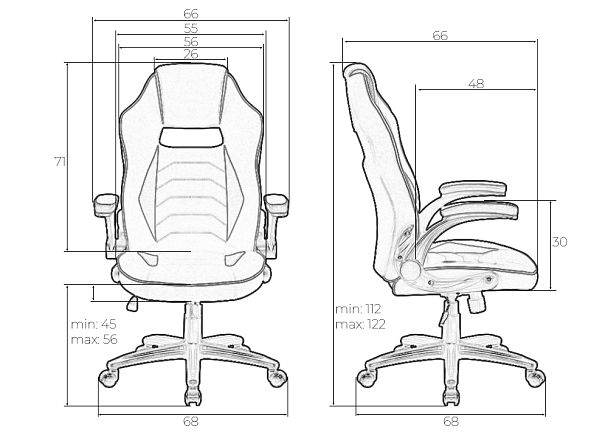 Кресло игровое DOBRIN RICK (черно-белая ткань) - Вид 9