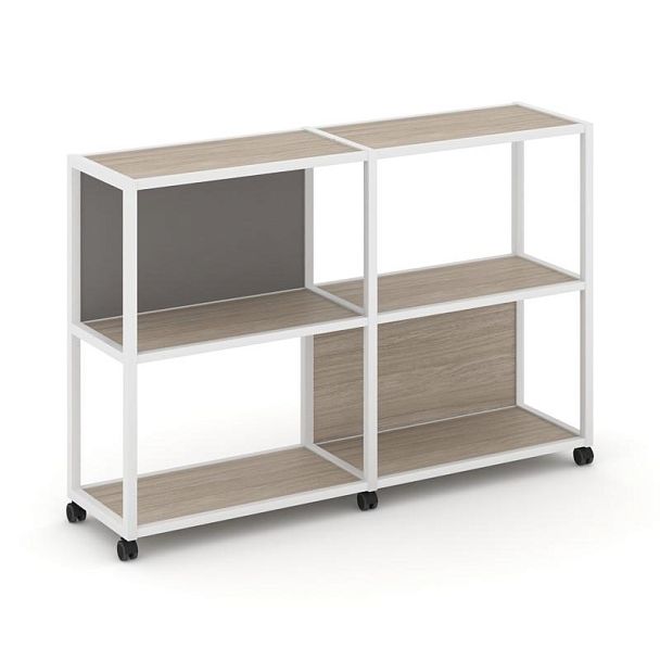 Shelf Mobile Стеллаж 3 уровня 2 секции VR.LT-STK-312.10 Дуб Аттик/Металл Белый/W-11 1970*400*1046 - Вид 1