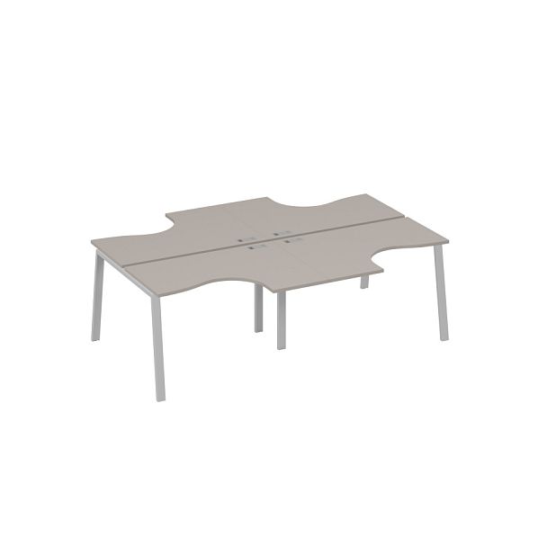 Рабочая станция (4х120) на каркасе TRE столы Классика A4 А4 Б3 180-2 БП мокко премиум / металлокаркас серый - Вид 1