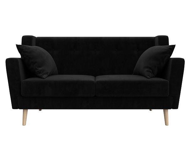 Прямой диван Брайтон 2 (полностью велюр черный) - Вид 2