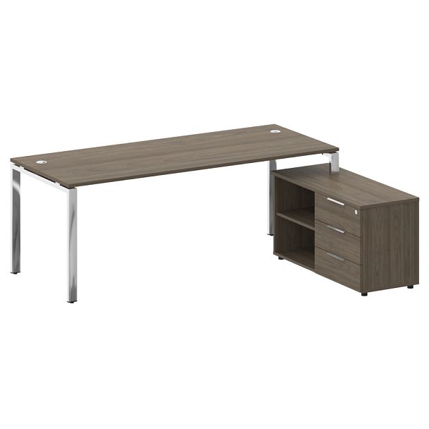 Metal System Direct Стол руковододителя с тумбой правый БГ.СРТ-6.8 (R) Вяз/Нерж. сталь 2100*1620*750 - Вид 1