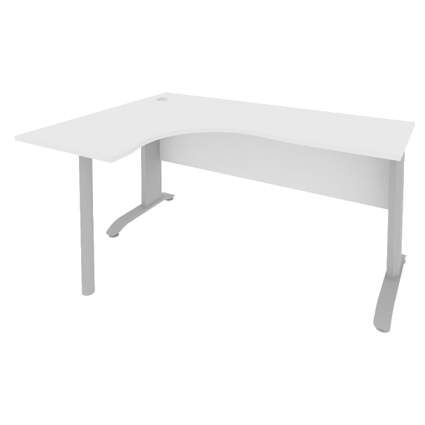 Riva Metal-L Стол криволинейный левый ПЛ.СА-4 (L) Белый/Тёмно-серый металл 1600*1200*750 - Вид 1