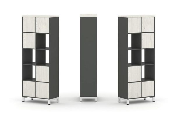 Стайл Проджект Набор стеллажа 1 сторон., 5 яр. SN.NS-521 Антрацит/Дуб Наварра/Металл Белый 754*400*1 - Вид 1