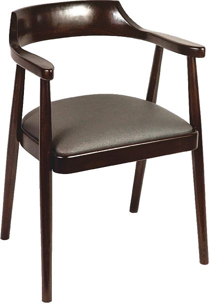 Комплект деревянных стульев с подлокотниками Боэн темный орех/коричневая экокожа, 2 шт. - Вид 2