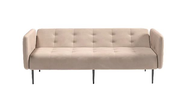 Monaco диван-кровать прямой с подлокотниками, трехместный, велюр бежевый Velutto 06 - Вид 3
