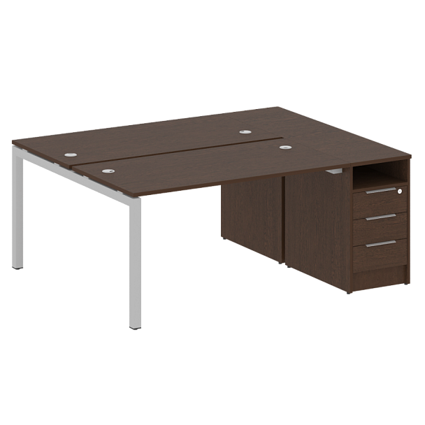 Metal System Quattro Р. ст. с тумбой на П-образном м/к 50БП.РС-СТП-2.3 Венге/Серый металл 1812*1475*750 - Вид 1