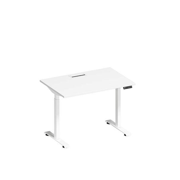 Стол письменный на электроприводе с заглушкой Elevo А2 БГ 001 БП белый премиум / белый гладкий - Вид 1