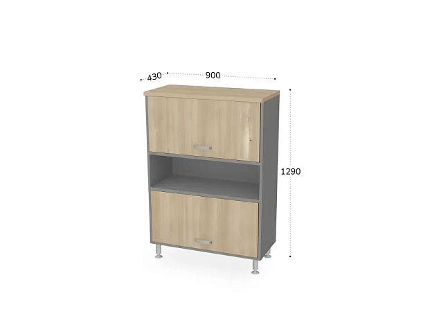 БЕРЛИН / BERLIN Шкаф с двумя лифт-дверями 900х430х1290 Акация/Серый - Вид 2