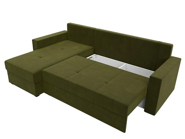 Диван угловой Верона Лайт угол левый (полностью вмикровельвет зеленый) - Вид 7