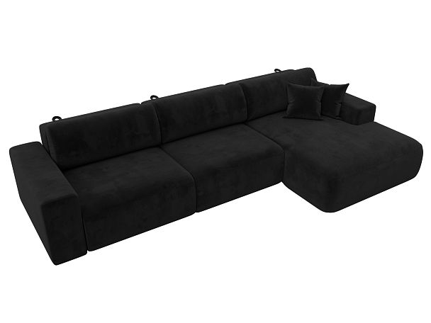 Диван угловой Лига-036 Классик Лонг правый угол Велюр черный - Вид 5