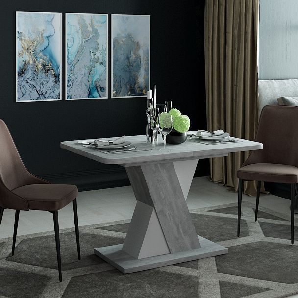 Стол раскладной Bruno (120+40) бетонный камень/белый бриллиант - Вид 7