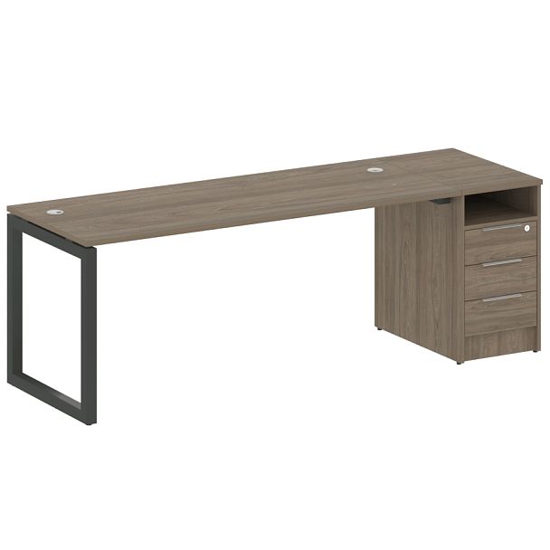 Metal System Quattro Р. ст. с тумбой на О-образном м/к 50БО.РС-СТП-1.5 Вяз/Антрацит металл 2212*720*750 - Вид 1