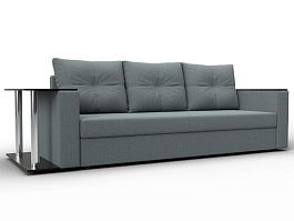 Диван прямой Атланта Лайт со столом слева Рогожка серый - Фото предпросмотра