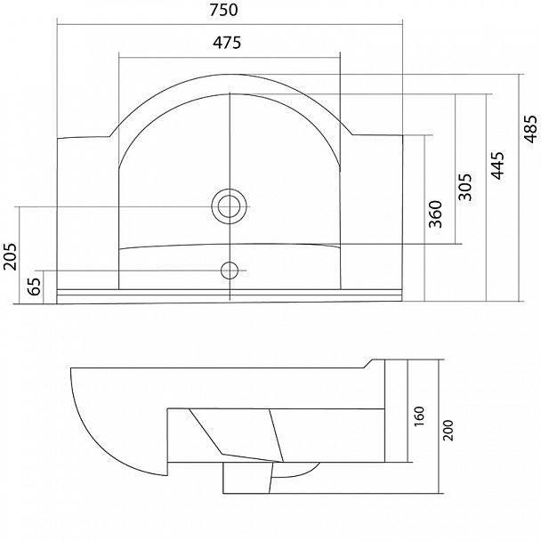 Раковина "Аквалайн 75" - Вид 4