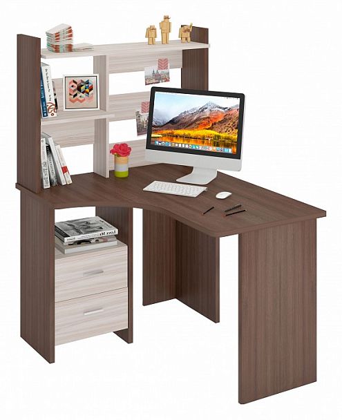 Стол компьютерный Домино Лайт СКЛ-Угл120+НКЛ-100 Карамель/Шамони левый - Вид 2