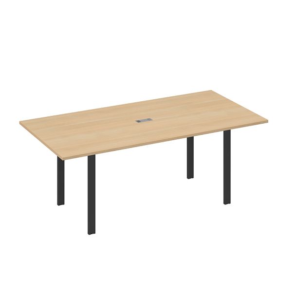 Стол 200 на металлокаркасе UNO в переговорную A4 А4 Б1 123 БП натуральный дуб / металлокаркас антрацит - Вид 1
