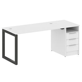 Metal System Quattro Р. ст. с тумбой на О-образном м/к 50БО.РС-СТП-1.3 Белый/Антрацит металл 1812*720*750 - Фото предпросмотра