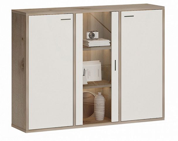 Тумба-витрина Домино СУ(ш3в1)+2ФГ+1ФС Белый/Нельсон - Вид 2