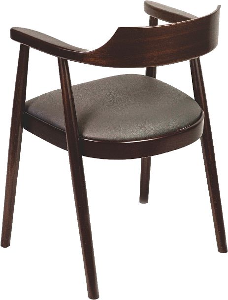Комплект деревянных стульев с подлокотниками Боэн темный орех/коричневая экокожа, 3 шт. - Вид 4
