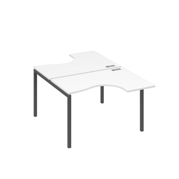 Рабочая станция столы Классика (2х120) каркас DUE A4 А4 Б2 180 БП белый премиум / металлокаркас антрацит - Вид 1