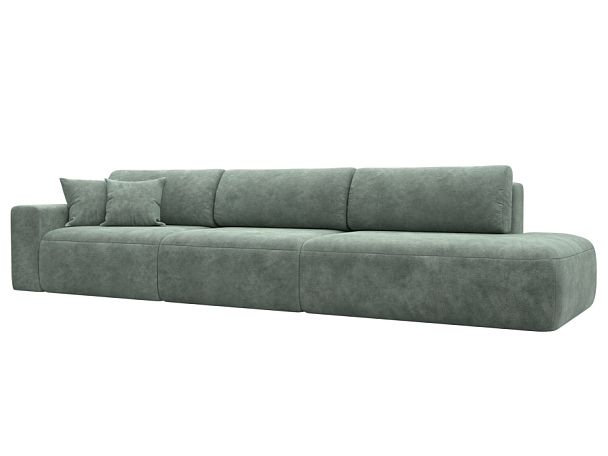 Диван прямой Лига-036 НПБ Модерн Лонг подлокотник слева Велюр зеленый - Вид 1