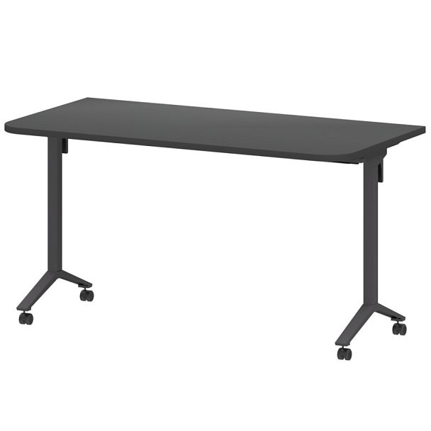 Стол мобильный складной радиусный МБ25-140.70Р Графит/Антрацит 1400x700x750 Моби - Вид 1