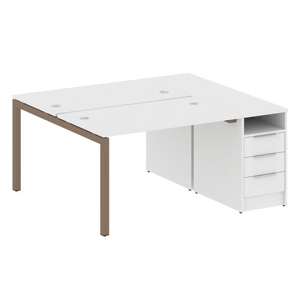Metal System Quattro Р. ст. с тумбой на П-образном м/к 50БП.РС-СТП-2.2 Белый/Мокко металл 1612*1475*750 - Вид 1