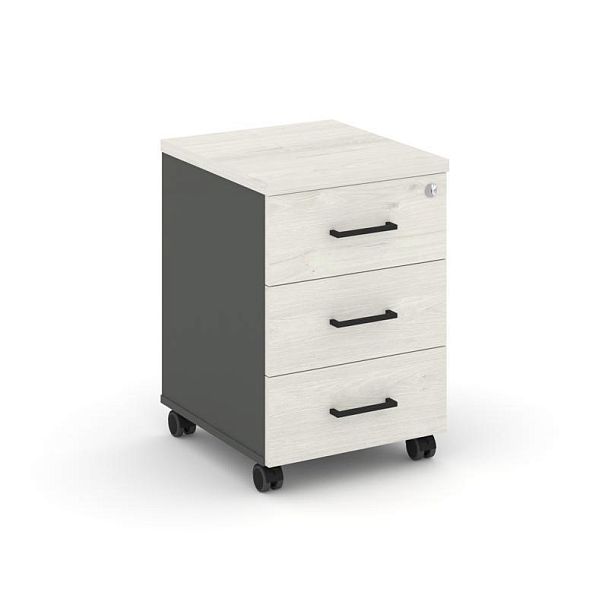 Стайл Проджект Тумба мобильная усил. колеса SN.TMU-002 Антрацит/Дуб Наварра/Черный Ручки 416*460*611 - Вид 1