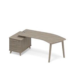 Стол эргономичный на тумбе малой левый (тип 5) WOOD Time wood ТМ В2 129 ВЛ ВЛ ВЛ вяз либерти - Фото предпросмотра