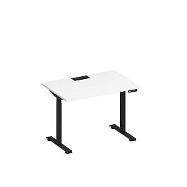 Стол письменный на электроприводе с заглушкой Elevo А2 ЧР 001 БП белый премиум / черный гладкий - Фото предпросмотра