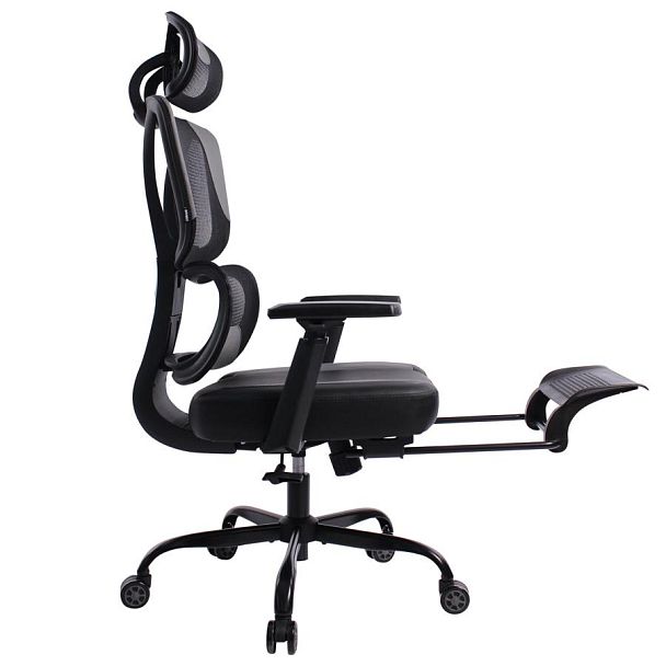 Кресло BRABIX PREMIUM "Venom GM-530", подножка, синхромеханизм, экокожа/сетка, черное/серое, 532951 - Вид 10