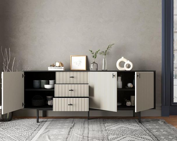 Комод с тремя дверками и тремя ящиками Emerson арт EM07/milky/L - Вид 2