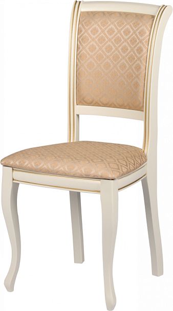Комплект деревянных стульев с мягким сиденьем Арктос Слоновая кость с золотой патиной/Бежевый жаккард, 2 шт. - Вид 1
