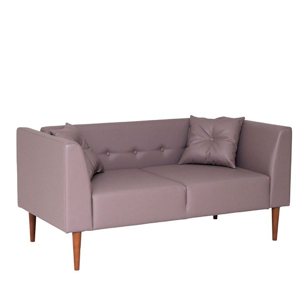 Диван Ева, коричневая искусственная кожа, ножки бук - Вид 1