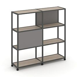 Shelf Mobile Стеллаж 4 уровня 2 секции VR.LT-STK-412.10 Дуб Аттик/Металл Антрацит/W-11 1970*400*1523 - Фото предпросмотра