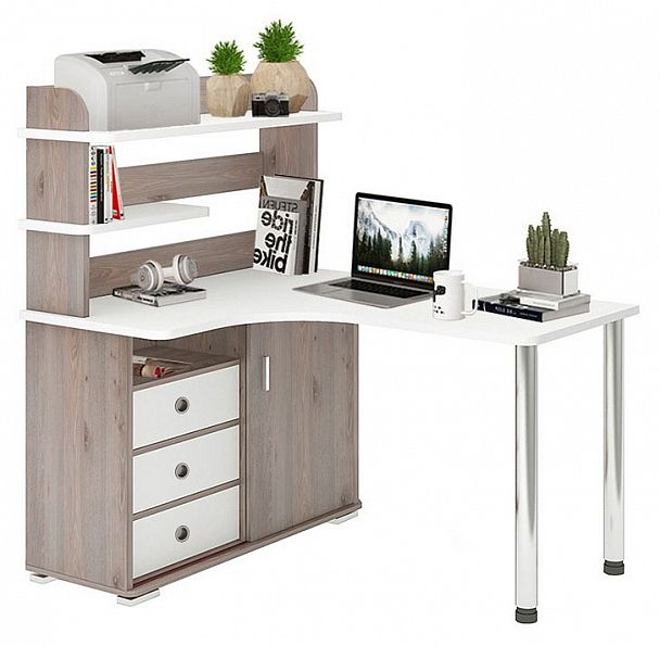 Стол компьютерный Домино СР-145М Белый/Нельсон левый - Вид 2