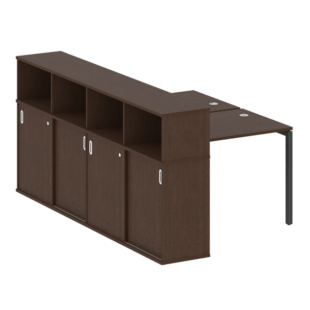 Metal System Quattro Р. ст. с шкафом-купе на П-образном м/к 40БП.РС-СШК-4.1 Т Венге/Антрацит металл 1410*2332*1098 - Вид 1