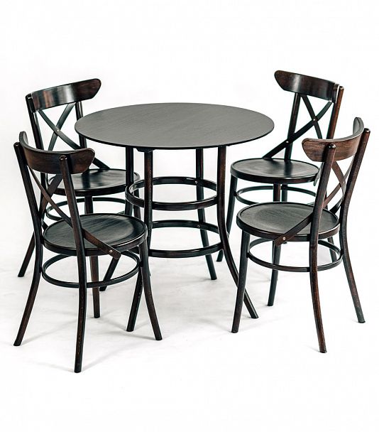 Венский стол Сатурн круглый, темный орех - Вид 8