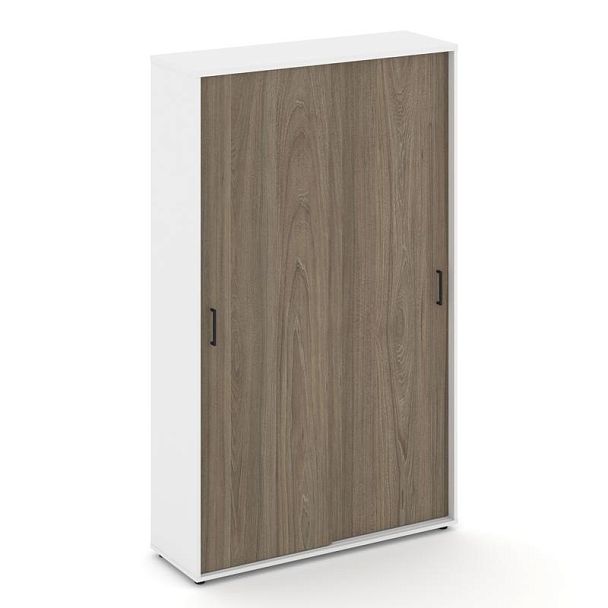 Стайл Проджект Шкаф-купе с полками SN.SHK.E-001 Белый/Белый/Вяз Благородный/Черный Ручки 1200*400*19 - Вид 1