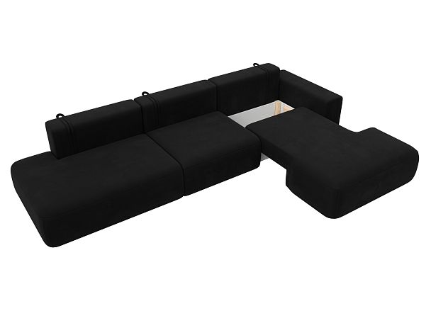 Диван угловой Лига-036 Модерн Лонг правый угол Микровельвет черный - Вид 7