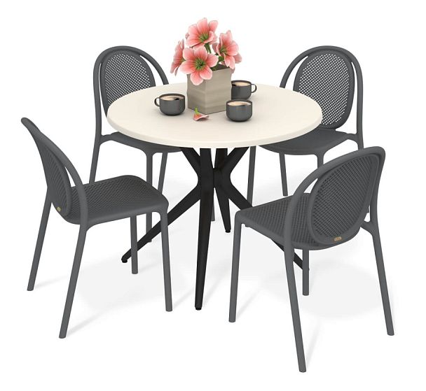 Обеденная группа Sheffilton SHT-DS304 темно-серый/молочный/черный - Вид 1