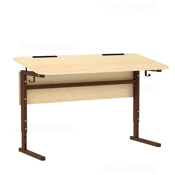 Стол ученический 114Рп, 2-местный, регулир. высота и наклон столешницы 0-10° на прямоугольной трубе (м/к Коричневый, Серый, Черный), гр.5-7 - Вид 3