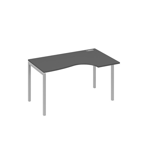 Стол эргономичный правый "Классика" на металлокаркасе DUE A4 А4 Б2 044 БП антрацит премиум / металлокаркас серый - Вид 1