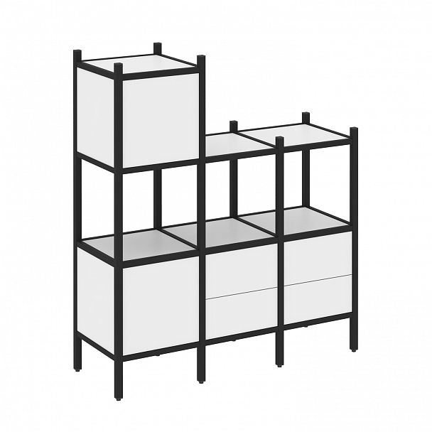 Стеллаж "Loft" VR.L-13 белый бриллиант/черный - Вид 1