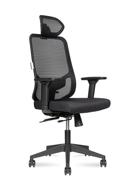 Кресло офисное / Best / черный пластик / черная сетка / черная ткань - Вид 1