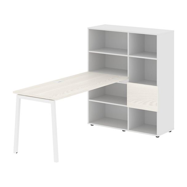 Стол-стеллаж ELRST 1115 Ясень Траун/Белый/Белый 1990х1120х1355 EDIS - Вид 1
