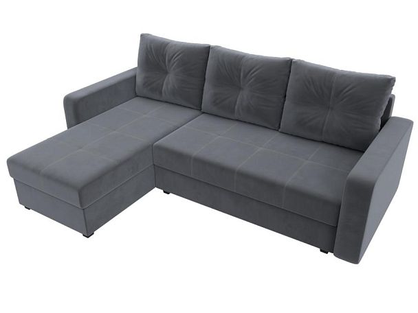 Диван угловой Ливерпуль Лайт левый угол Велюр серый - Вид 5