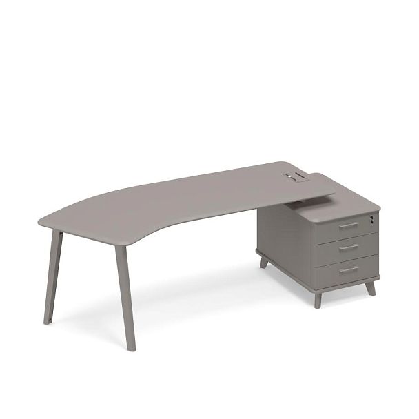 Стол эргономичный правый на тумбе малой (тип 5) Time metal ТМ М1 132 МП ВЛ ВЛ мокко премиум - Вид 1